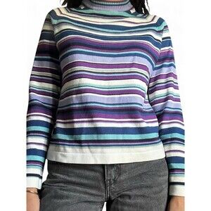 vintage 80s ski style striped mock neck sweater long sleeve top